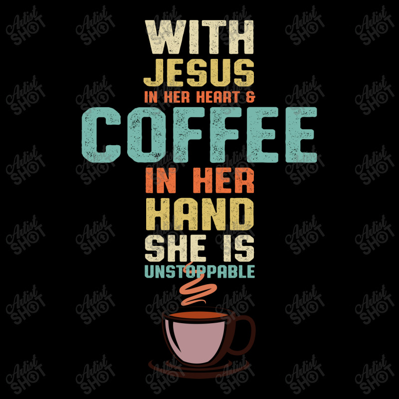 With Jesus In Her Heart And Coffee In Her Hand She Is Unstoppable Cropped Sweater by hoainv | Artistshot