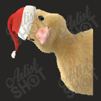 Santa Duck Peeking Or Peking Christmas Duck Pun Chef Gift Ladies Fitted T-shirt | Artistshot