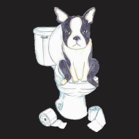 Boston Terrier Toilet Painting Wall T  Shirt Boston Terrier Toilet Pai T-shirt | Artistshot