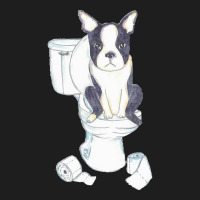 Boston Terrier Toilet Painting Wall T  Shirt Boston Terrier Toilet Pai Classic T-shirt | Artistshot