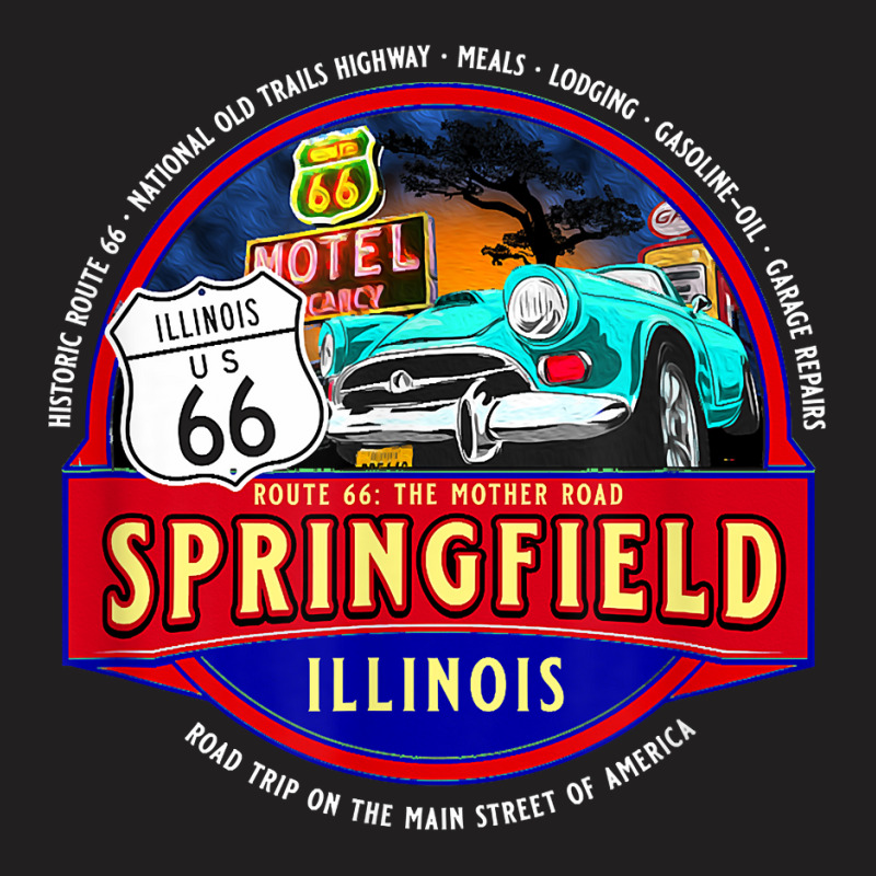 Historic Route 66 Springfield Illinois Main Street America T Shirt T-shirt | Artistshot