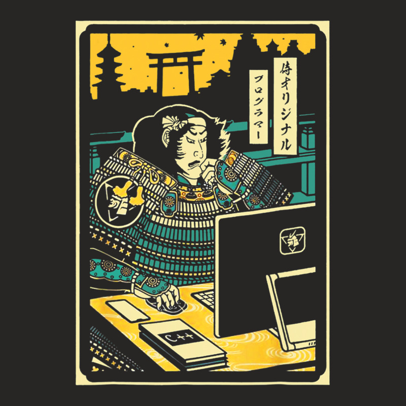 Programmer Samurai Warrior Computer T Shirt Ladies Fitted T-Shirt by darelychilcoat1989 | Artistshot