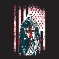 Jesus Crusader Warrior, Vintage American Flag Knight Templar T Shirt T-shirt | Artistshot