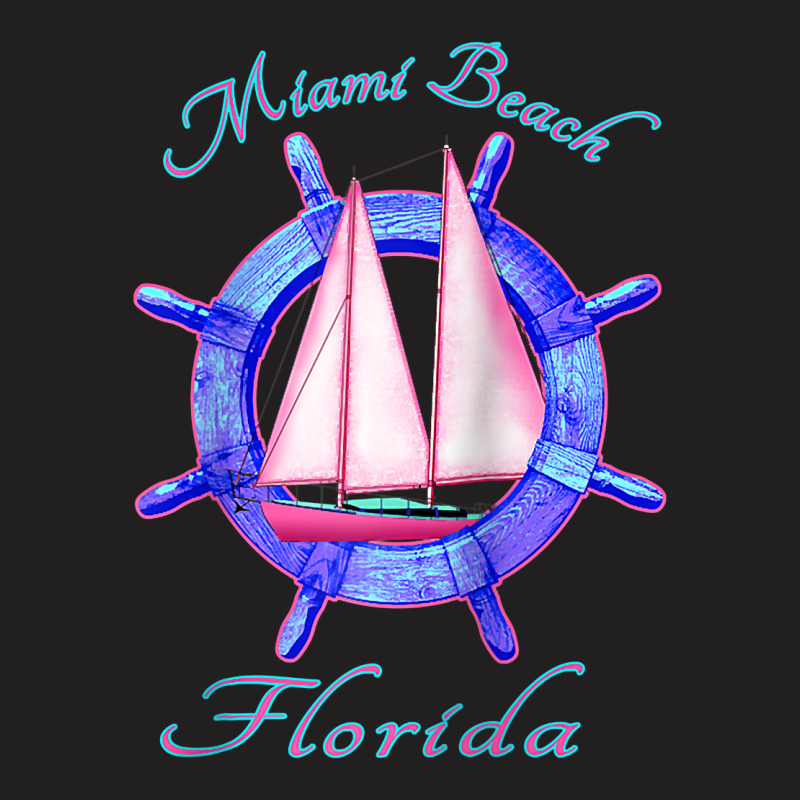 Miami Beach Florida Sailboat Sailing Vacation Nautical Raglan Baseball T-shirt | Artistshot