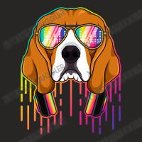 Beagle Dog Music Beagle Dj With Headphones Musical Dog Lovers 3 Beagle Ladies Fitted T-shirt | Artistshot