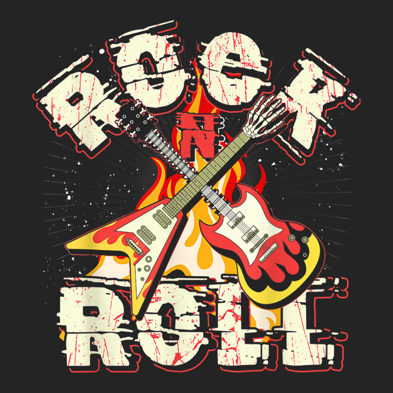 Music Guitar Flames Rock'n'roll Skeleton Musical Instrument T Shirt 3/4 Sleeve Shirt by naythendeters2000 | Artistshot