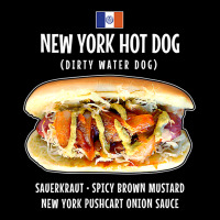 Newyork City Hot Dog Pushcart Bun Ketchup Mustard Sauerkraut T Shirt Adjustable Cap | Artistshot