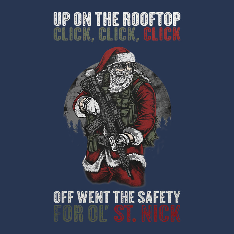 Santa Claus On The Rooftop Funny Tactical Safety Christmas T Shirt Ladies Denim Jacket by Smykowskicalob1991 | Artistshot