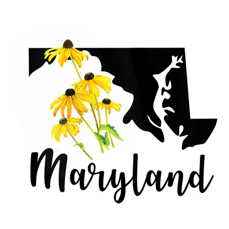 Womens Maryland Floral Black Eyed Susan Handwritten State Inspired Tan Youth Tee by ebertfran1985 | Artistshot