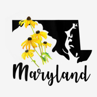 Womens Maryland Floral Black Eyed Susan Handwritten State Inspired Tan Youth 3/4 Sleeve | Artistshot