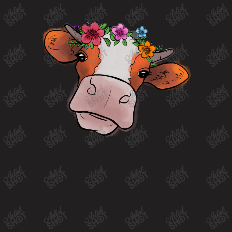 Cow With Flowers T-shirt | Artistshot