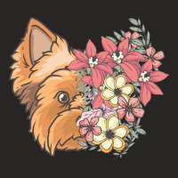 Yorkie T  Shirt Yorkshire Terrier With Flowers T  Shirt Ladies Fitted T-shirt | Artistshot