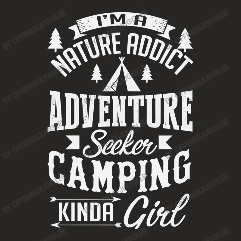 Camp Camping Girl Gifts Camper Tee Happy Camper Girls Nature Addict Ad Ladies Fitted T-shirt | Artistshot