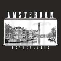 Amsterdam Vintage Netherlands Black & White Amsterdam T Shirt Ladies Fitted T-shirt | Artistshot