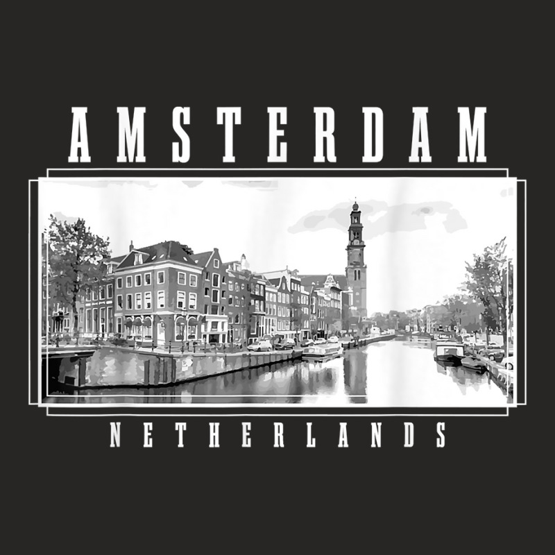 Amsterdam Vintage Netherlands Black & White Amsterdam T Shirt Ladies Fitted T-Shirt by KretschmerBridge | Artistshot