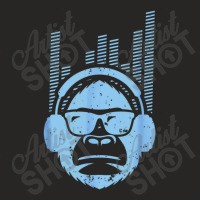 Blue Jammin Monkey Rockin Headphones Shades Ladies Fitted T-shirt | Artistshot