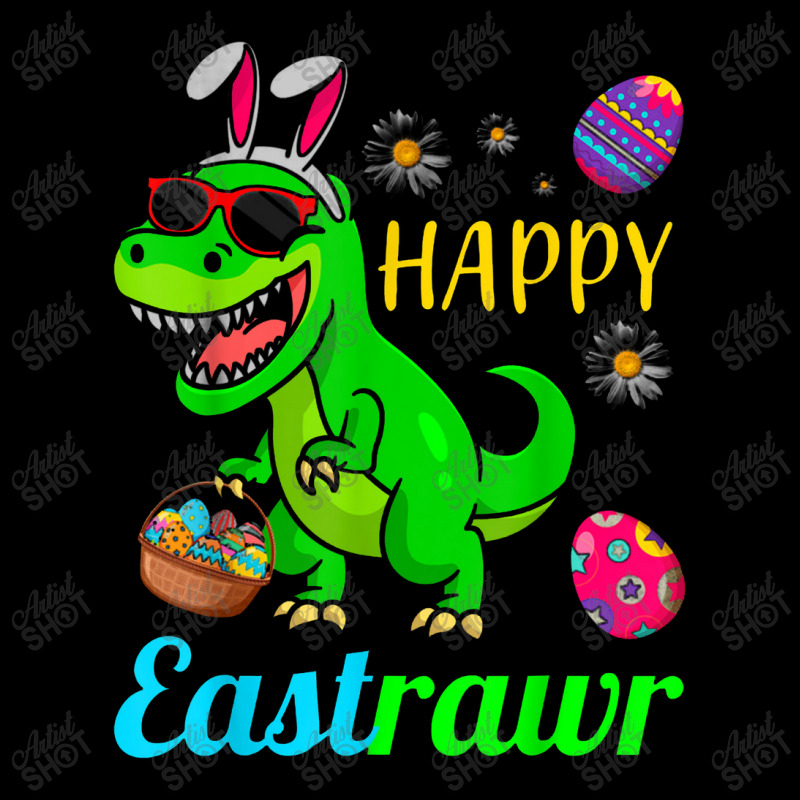 Happy Eastrawr Dinosaur With Bunny Ears And Eggs Basket V-Neck Tee by asilamiraty | Artistshot