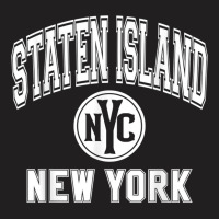 Staten Island New York Nyc Varsity Style Pink W White Print T Shirt T-shirt | Artistshot