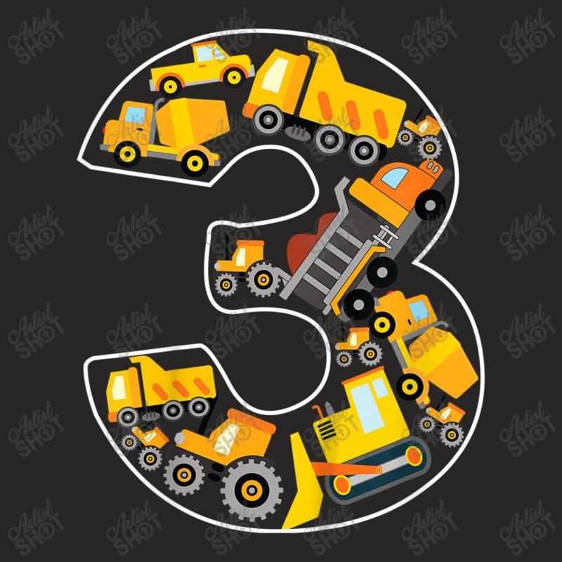 Kids 3rd Birthday Bulldozer Truck Excavator 3 Year Old Boy Kids T Shir Ladies Fitted T-Shirt by time5803 | Artistshot