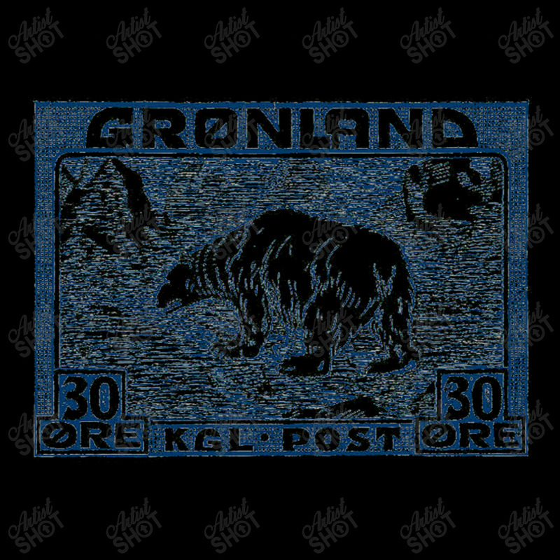 Vintage Greenland Polar Bear Postage Stamp Design Men's Long Sleeve Pajama Set | Artistshot