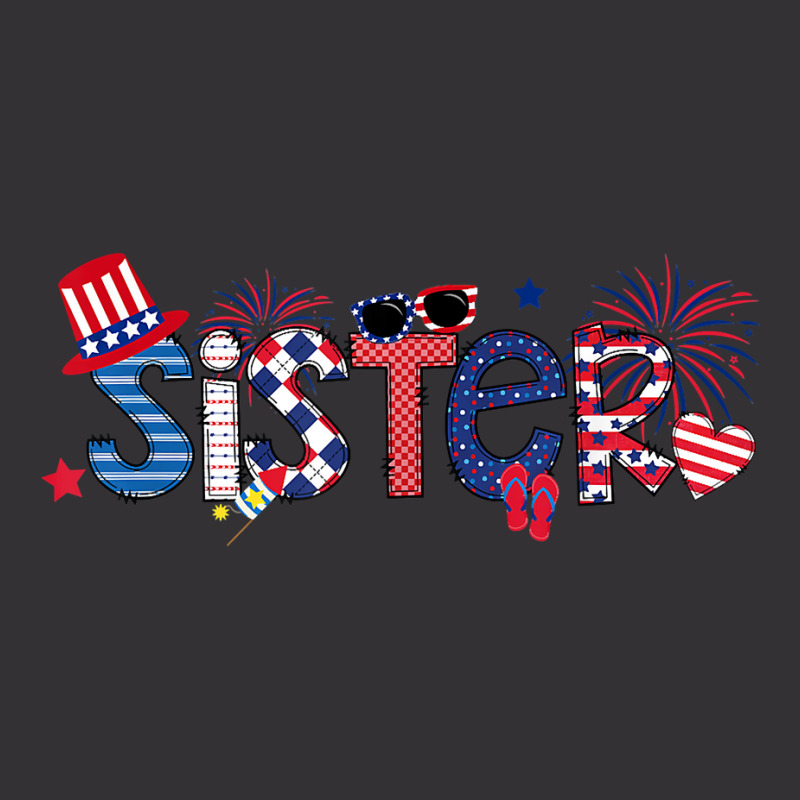 America Sister Flip Flops And Fireworks Sister 4th Of July T Shirt Vintage Hoodie And Short Set | Artistshot