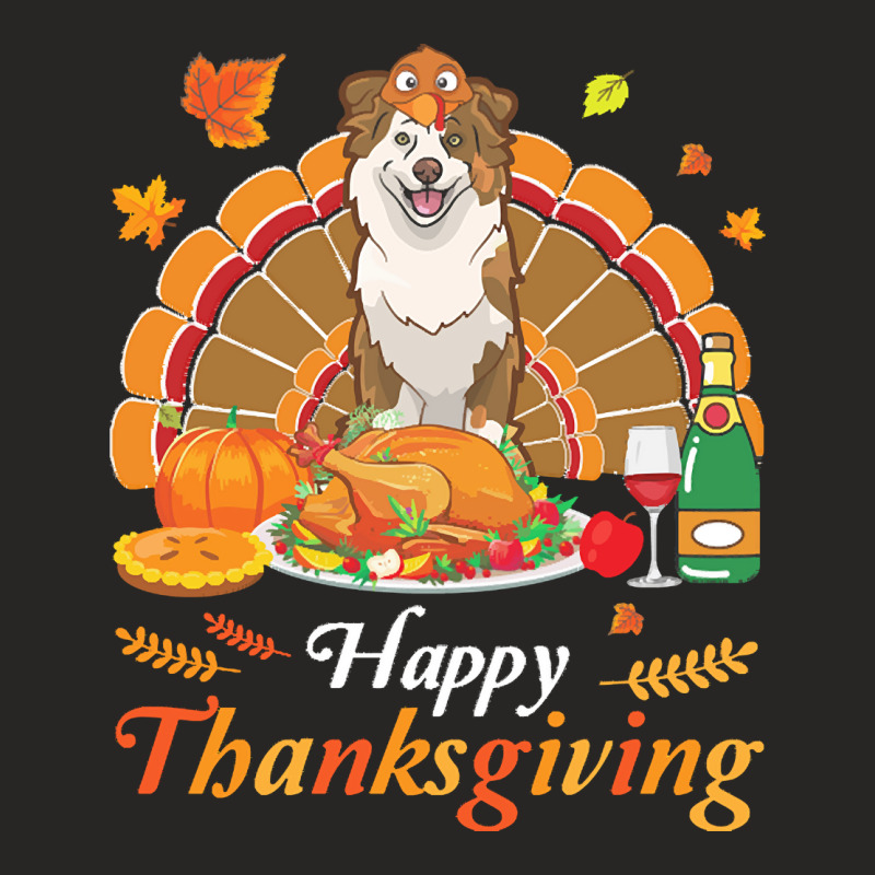 Australian Shepherd Thanksgiving Xmas T  Shirt Australian Shepherd Tur Ladies Fitted T-Shirt by braynor940 | Artistshot