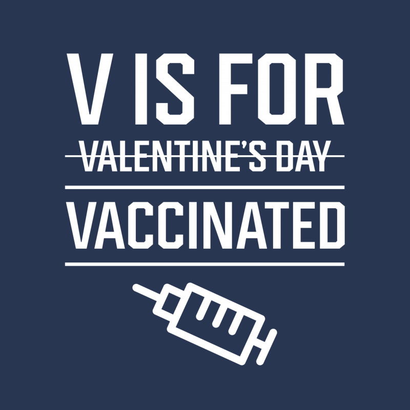 V Is For Vaccinated, Funny Valentine’s Day - Pro Vaccination Gift Ladies Denim Jacket by Diogo Calheiros | Artistshot