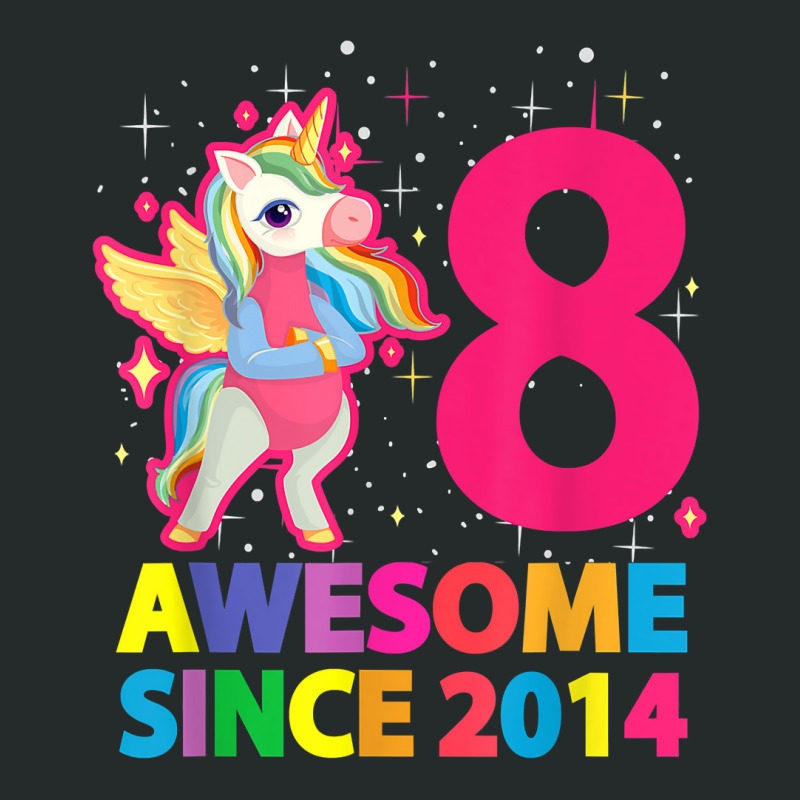 Awesome Since 2014 Unicorn Girls 8th Birthday Eight Years T Shirt Women's Triblend Scoop T-shirt by AshleyPenez | Artistshot