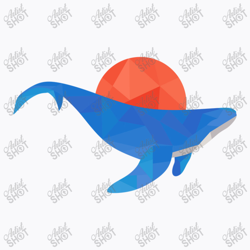 Geometric Blue Whale With Red Sun T-shirt | Artistshot