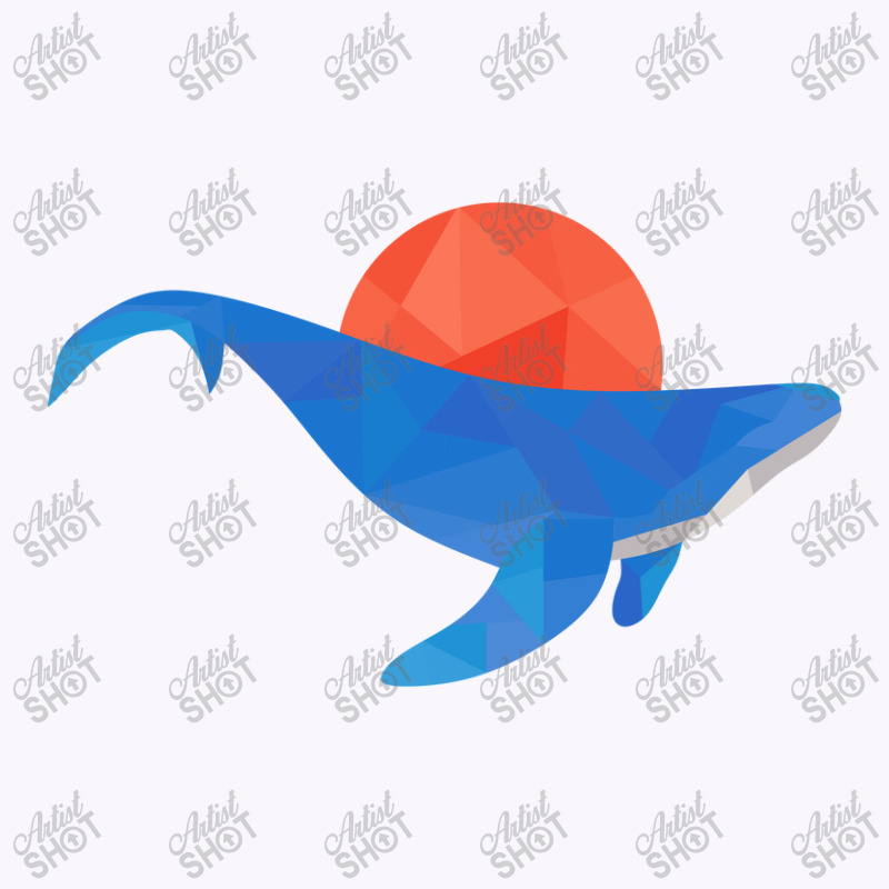 Geometric Blue Whale With Red Sun Tank Top | Artistshot