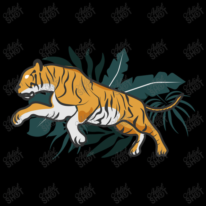 Yellow Tiger Jumping In A Forest Illustration Zipper Hoodie | Artistshot