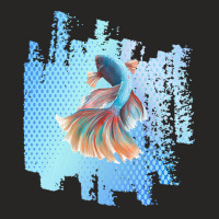 Beta Fish T  Shirt Beta Fish Blue With Rainbow Tail On Blue T  Shirt Ladies Fitted T-shirt | Artistshot