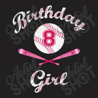 Kids 8th Eighth 8 Eight Year Happy Birthday Girl Softball T-shirt | Artistshot