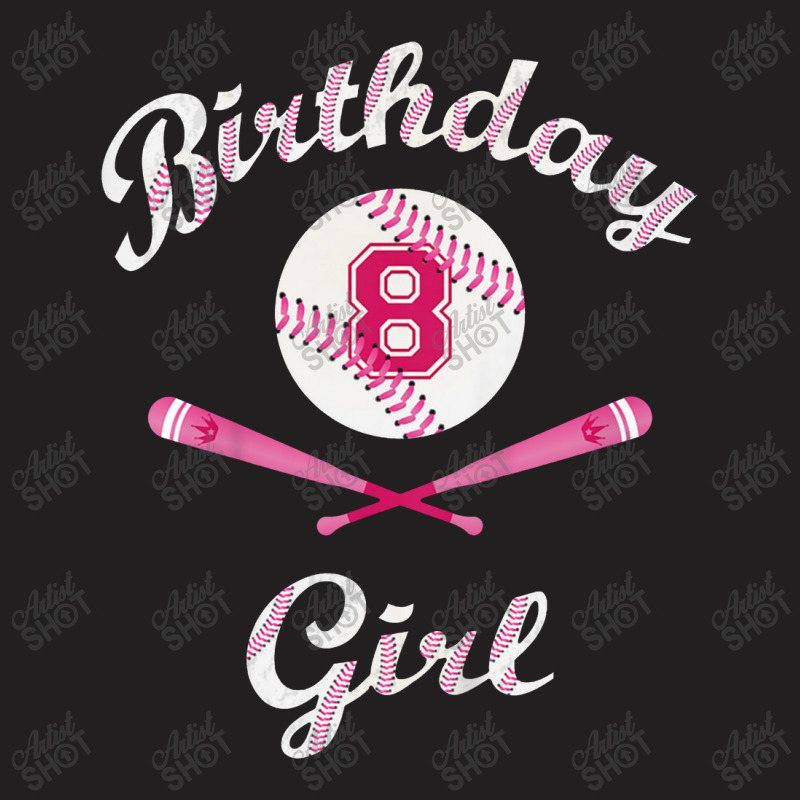 Kids 8th Eighth 8 Eight Year Happy Birthday Girl Softball T-Shirt by suvukana | Artistshot