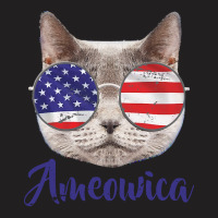 Independence Day T  Shirt Ameowica America U S A Cat Sunglasses Text B T-shirt | Artistshot