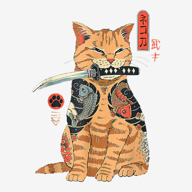 Cat Samurai Shirt Japanese Samurai Ninja Cat Kawaii Tattoo T Shirt Bicycle License Plate | Artistshot