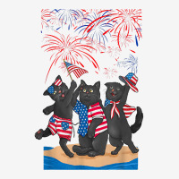 Funny Black Cat Beach Island Happy Independence Day T Shirt Adjustable Cap | Artistshot