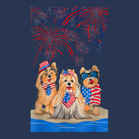 Funny Yorkshire Terrier Beach Island Happy Independence Day T Shirt Men Denim Jacket | Artistshot