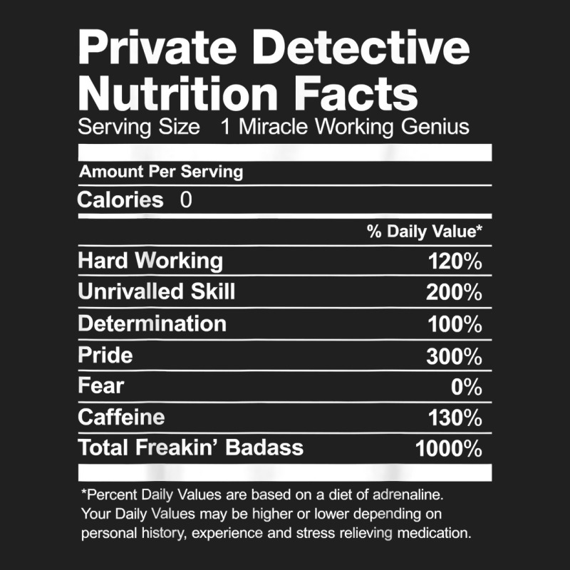 Mens Private Detective Nutrition Facts Funny T Shirt Ladies Polo Shirt by MoczoTenleigh | Artistshot