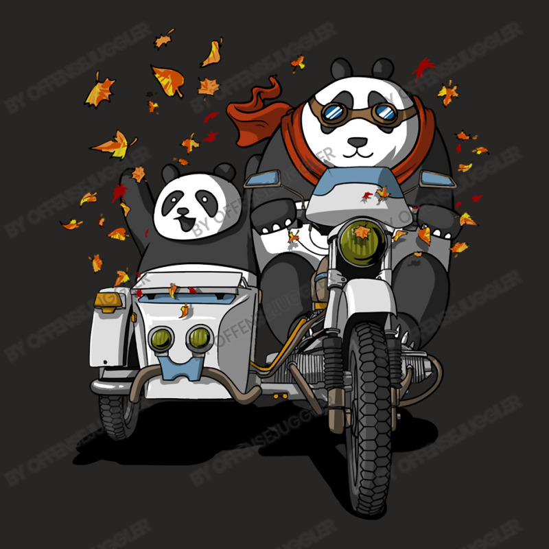 Bear Funny Panda Bears Riding Motorcycle Ladies Fitted T-Shirt by offensejuggler | Artistshot