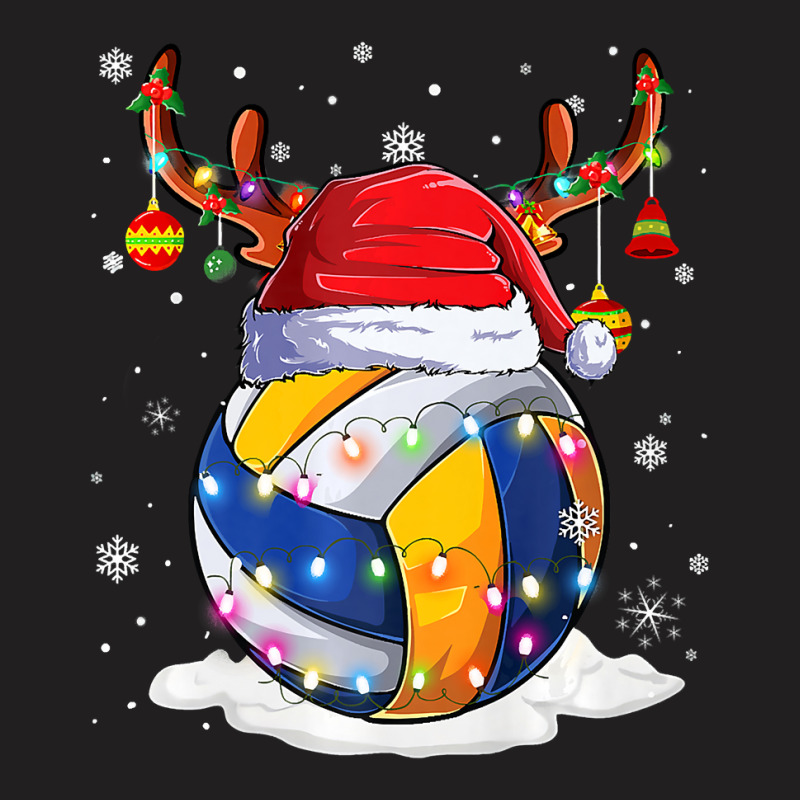 Volleyball Ball Santa Hat Reindeer Christmas Lights Boys Men Premium T T-shirt | Artistshot