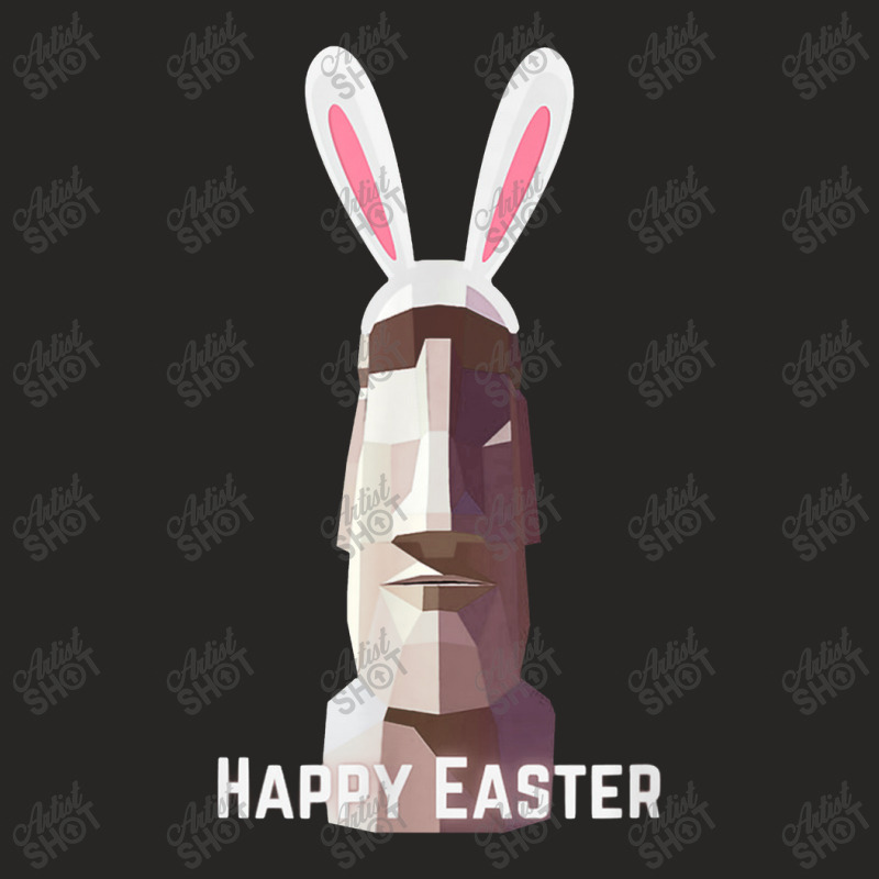 Happy Easter Island Head Bunny Ears Funny Ladies Fitted T-shirt | Artistshot