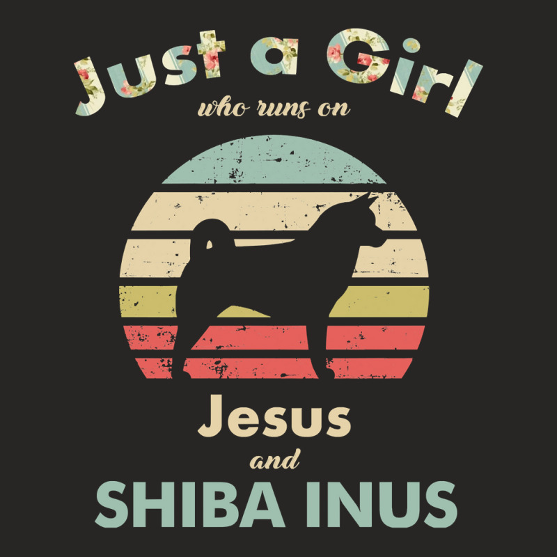 Dog Just A Girl Who Runs On Jesus And Shiba Inus Puppy Pet Ladies Fitted T-Shirt by circularflap | Artistshot