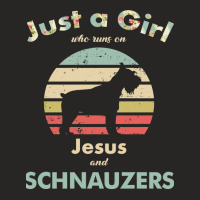 Dog Just A Girl Who Runs On Jesus And Schnauzers Puppy Pet Paw Ladies Fitted T-shirt | Artistshot