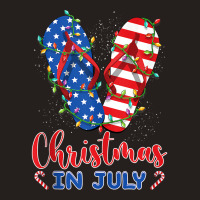 Funny American Flag Flip Flops Xmas Lights Christmas In July Tank Top Tank Top | Artistshot