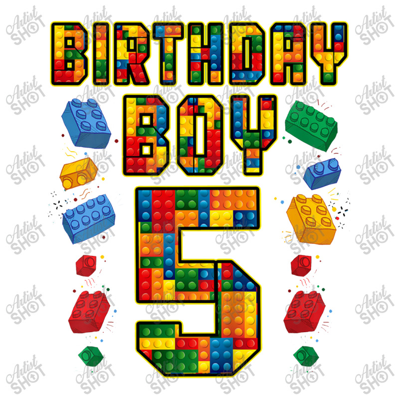 Kids 5th Birthday Master Builder 5 Years Old Block Building Boys 3/4 Sleeve Shirt | Artistshot