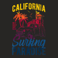 Retro ‘50s California Surfing Paradise Surfboarder Style Sum T Shirt Ladies Fitted T-shirt | Artistshot