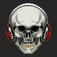 Skull Lover Skeleton Head Wearing Headphones Skulls Ladies Fitted T-shirt | Artistshot