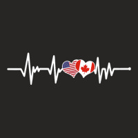 American Flag Canada Flag Heartbeat American Canadian 2022 T Shirt Ladies Fitted T-shirt | Artistshot