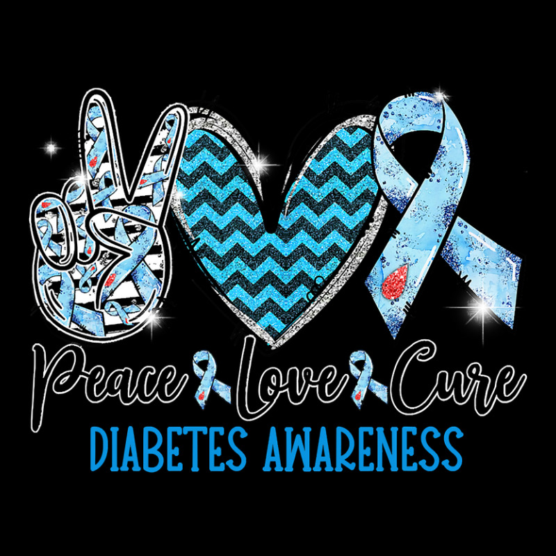 Diabetes Diabetic Peace Love Cure Blue Ribbon 5 Diabetes Awareness Adjustable Cap by circularflap | Artistshot